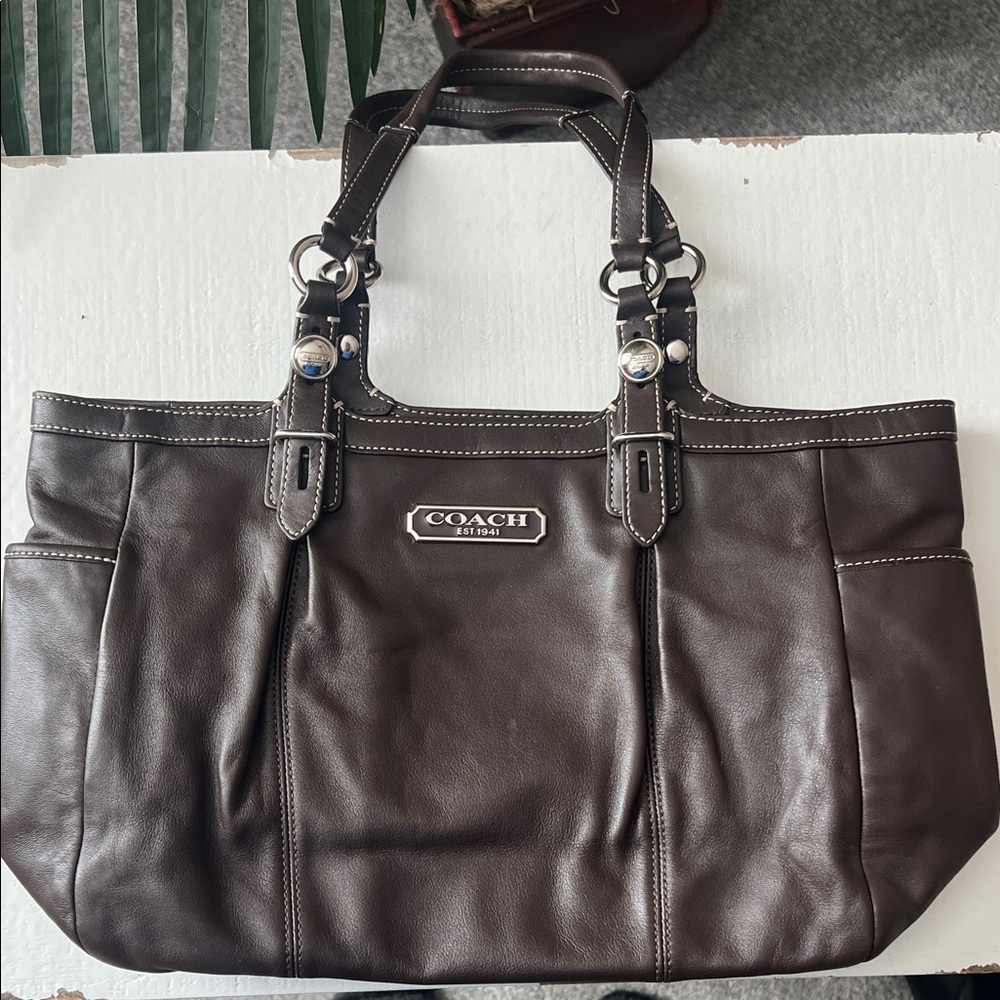 Coach Dark Brown Leather Shoulder Bag - Picture 3 of 13